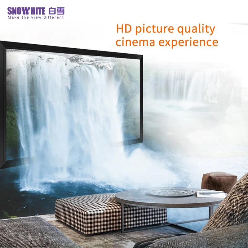 SNOWHITE 80 100 120 дюймовый длинный проекционный экран из ПВХ с фиксированной рамкой, экран для проектора для домашнего кинотеатра или кинотеатра