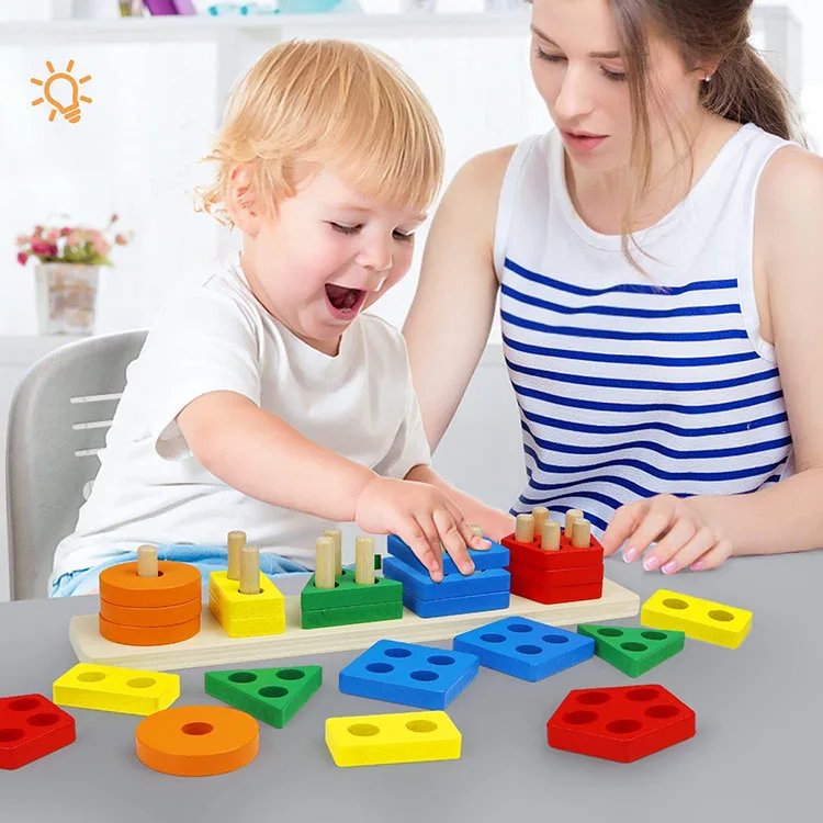 Montessori Toys for 1 to 3-Year-Old Boys Girls Toddlers Color Recognition Stacker Shape Sorter wooden early educational toys