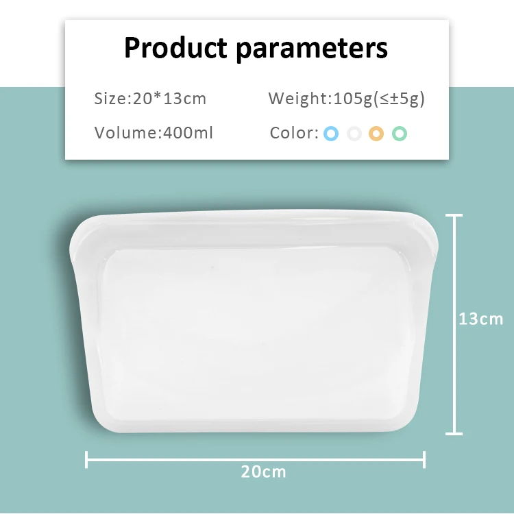 400ML BPA-Free Food Grade Pure Silicone Multi-function Reusable Silicone Food Storage Bag