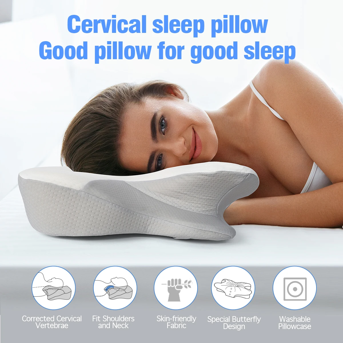 Custom-made JTY  butterfly sleep ergonomic orthopedic neck pain bed memory foam cervical pillow