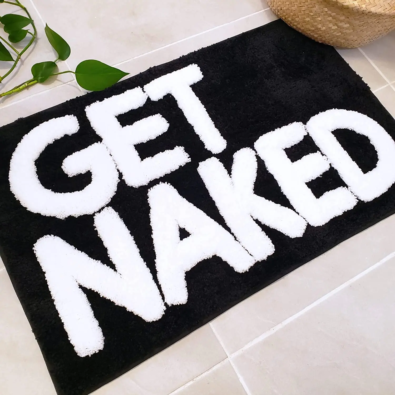 FMT Machine washable soft non slip shaggy rug microfiber get naked shower bath mat for baby