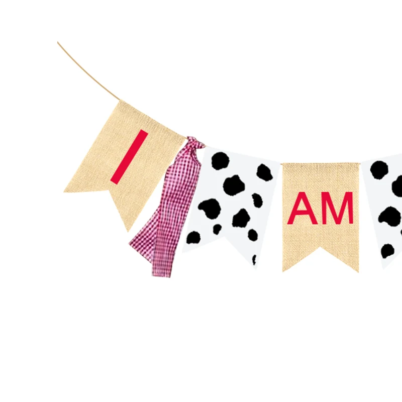  Фетровая ткань с коровьим узором I AM 1 banner Baby 1-й день рождения
