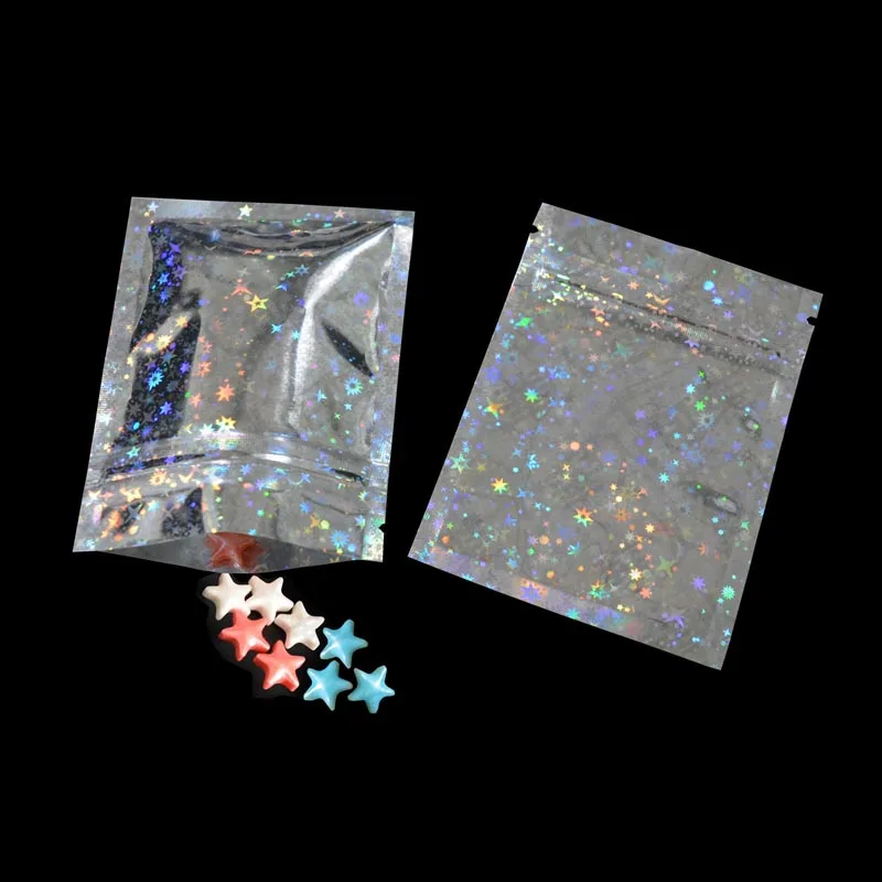 Resealable Mini Ziplock Bag Mylar Bag With Hologram Material