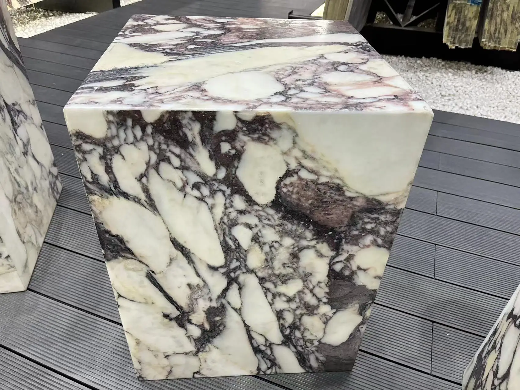 Customized Rectangle Marble Plinth calacatta violet marble side table Pedestal Display Stand sofa table