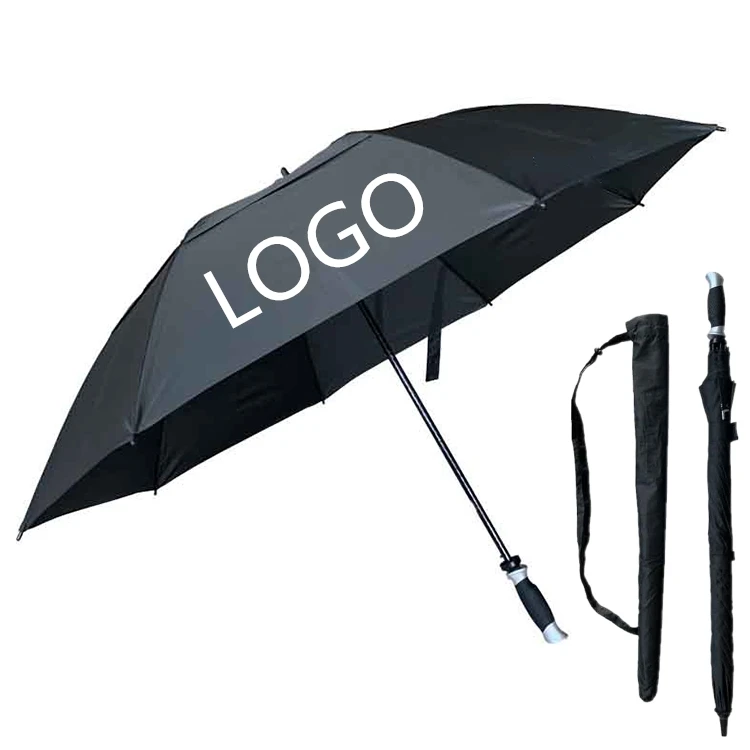 YS-7050 Extra Large Umbrella Customized Logo 30 Inches Big Size Double Layer Air Vented Windproof Big Golf Umbrella With Logo