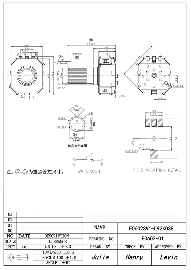 Terwin Quality Factory Rotary Shaft Push Button Switch 6mm Miniature Encoder Incremental Encoder Compact Encoder