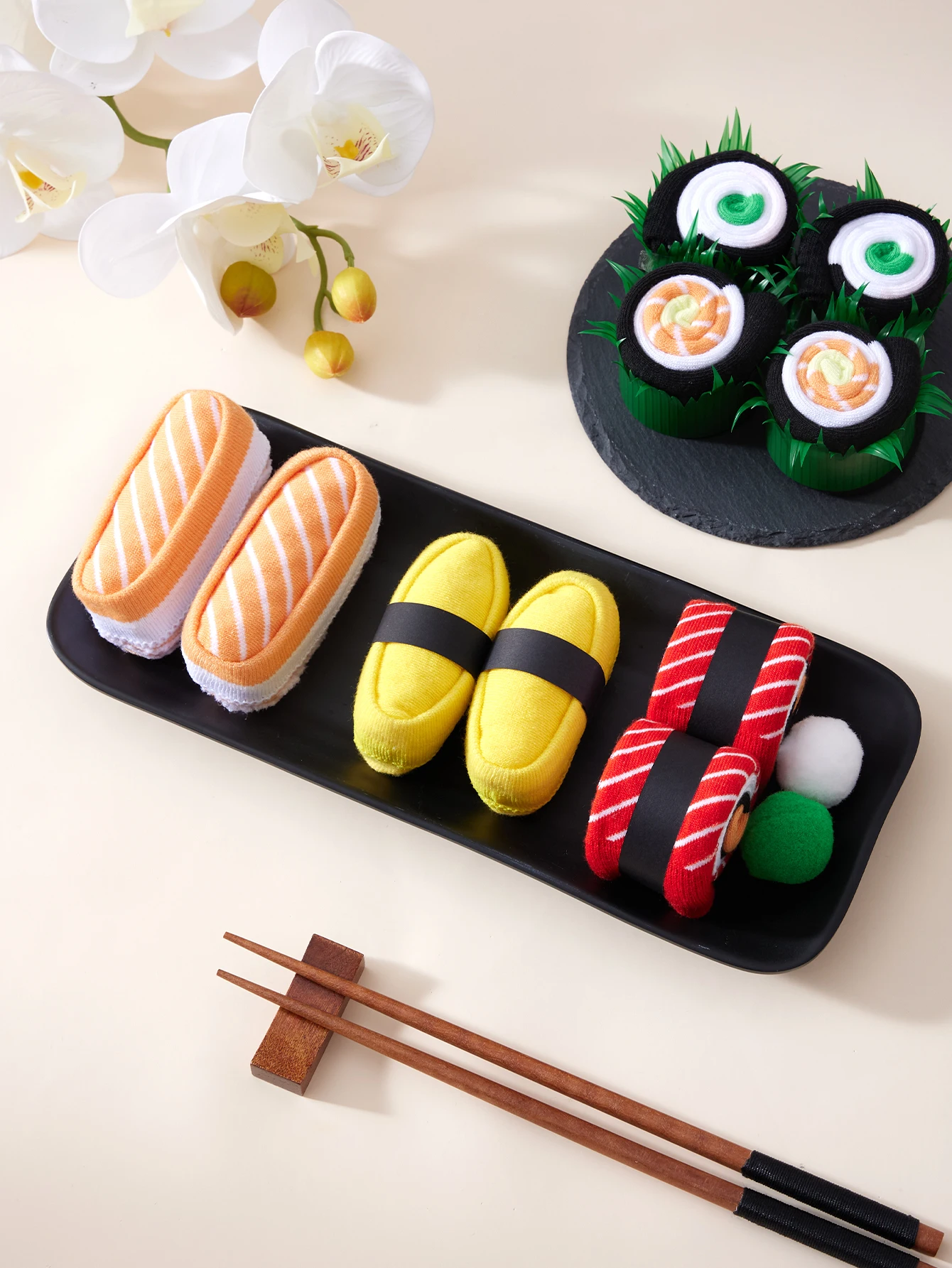2025 Hot Sale Wholesale Custom Food Theme Novelty Creative Crew Sushi Gift Socks