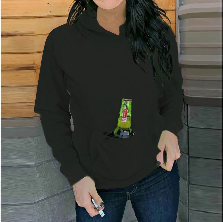 
Beer Hoodie Sweatshirt with Beer Pouch 