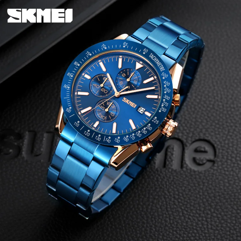 relogio masculino watch manufacture skmei 9253 new arrival custom three small dials water resistant wrist watches men