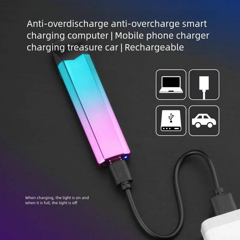 Colorful Rechargeable Type-C USB Lighter Crystal Puffs Electronic Smoking Accessory