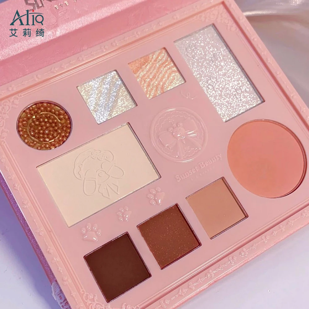 Support Custom Shape Eyeshadow Package Waterproof Colorful Beauty Bear High Pigment 9 Color Eyeshadow Pallets Makeup