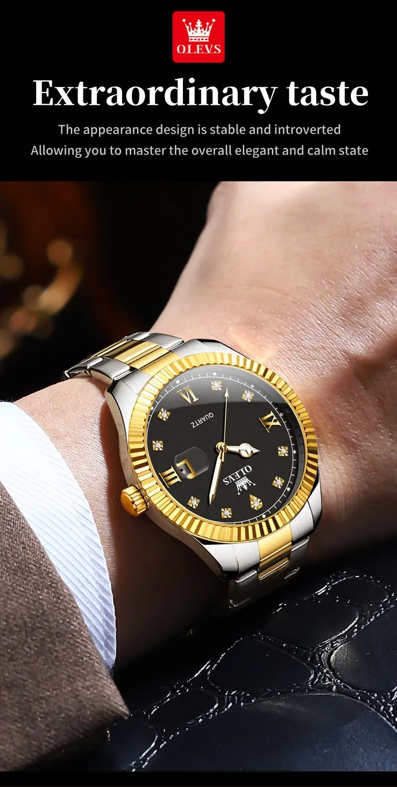 OLEVS 3623 accurate guangzhou men quartz watch hot sale steel strap water proof date display Simple business wrist watch