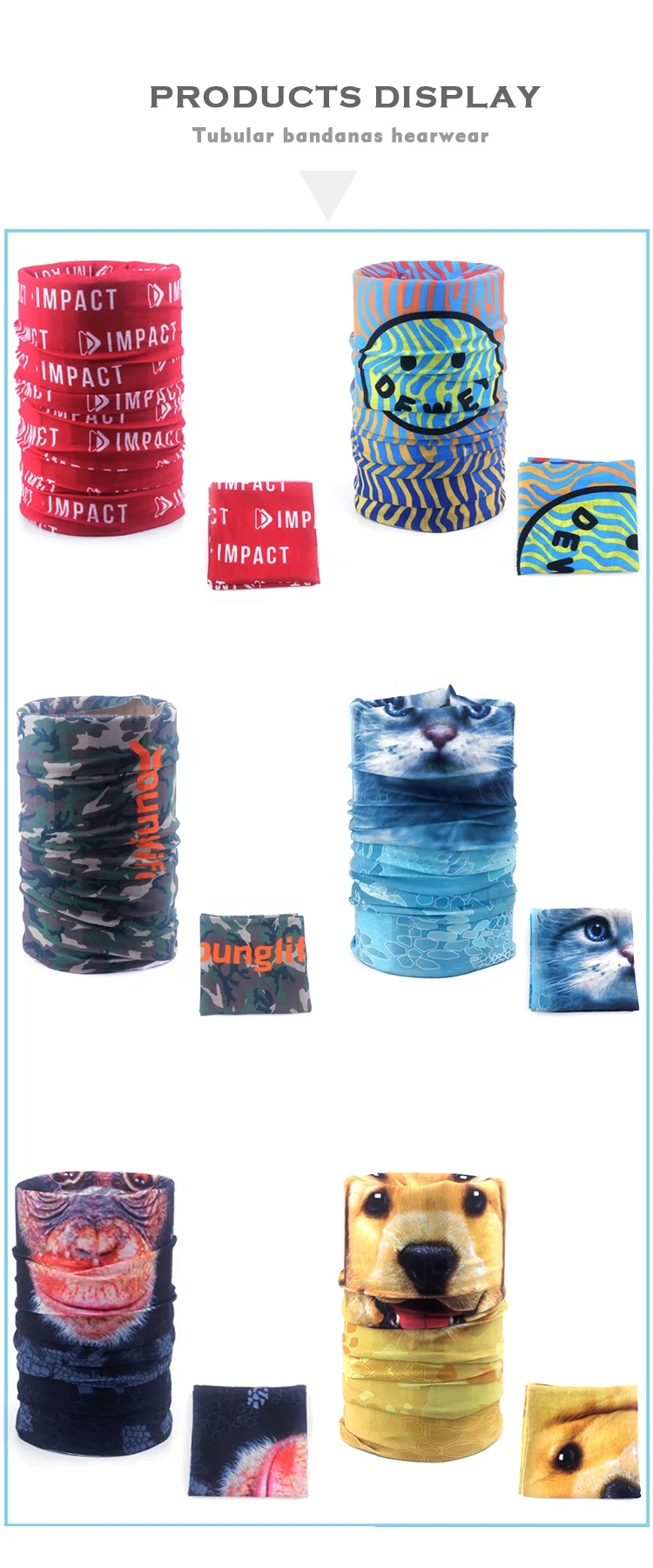 Hot Sale Custom Design Polyester sublimation printing seamless tube bandana neck gaiter face cover