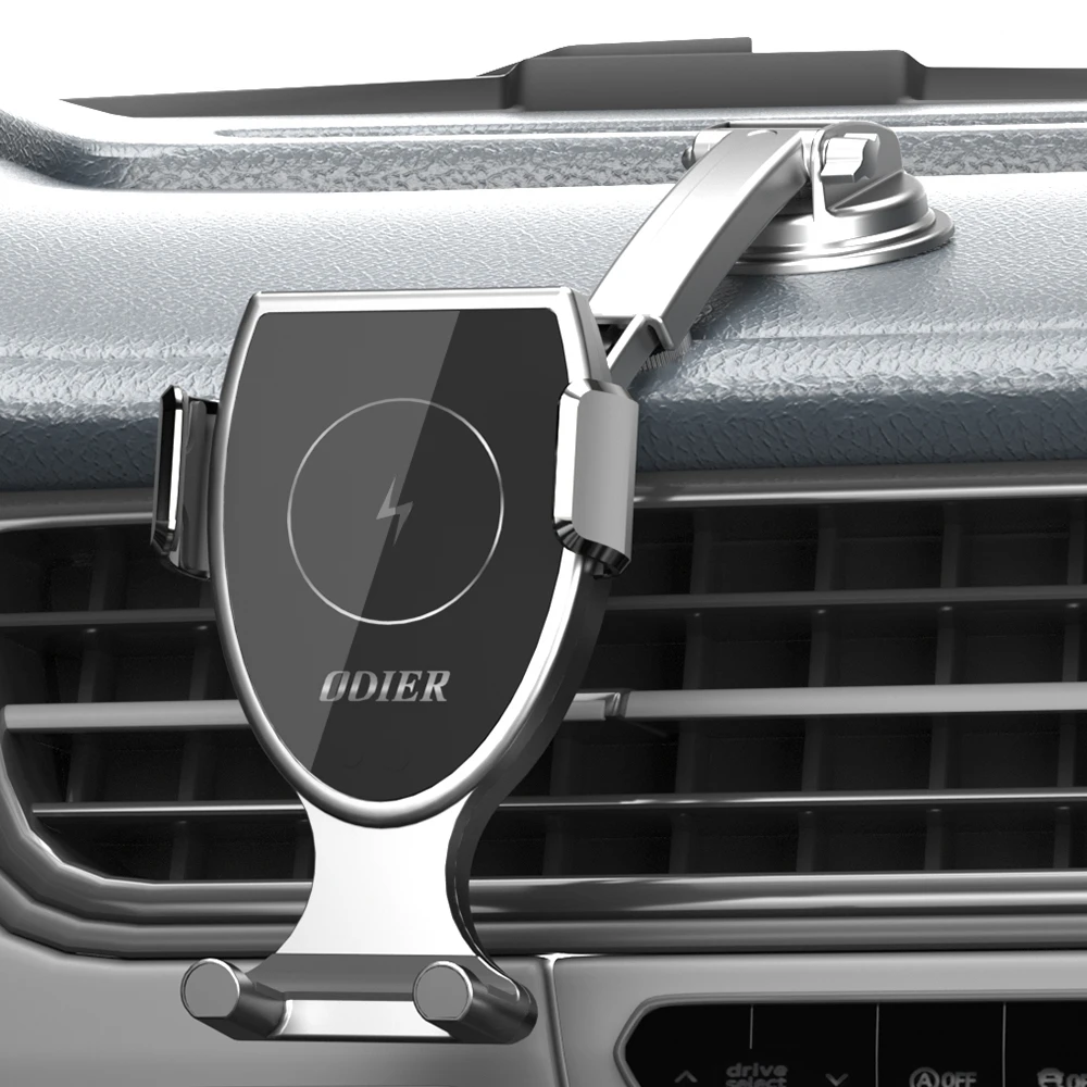 ODIER 15W Qi Fast Charging Smart Sensor Auto Clamping Car Charger Phone Mount Windshield Dashboard Air Vent car wireless charger