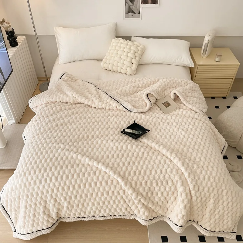 More Size Heavy Luxury Throw Plush Blanket Custom Logo Super Soft Cozy Throw Blanket Soft Warm Faux Rabbit Fur Throw Blanket
