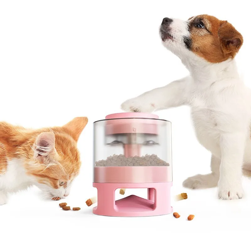 Pet Food Dispenser Interactive Button Trigger Dog Press Slow Food Feeder Treat Toy Automatic Pet Feeder