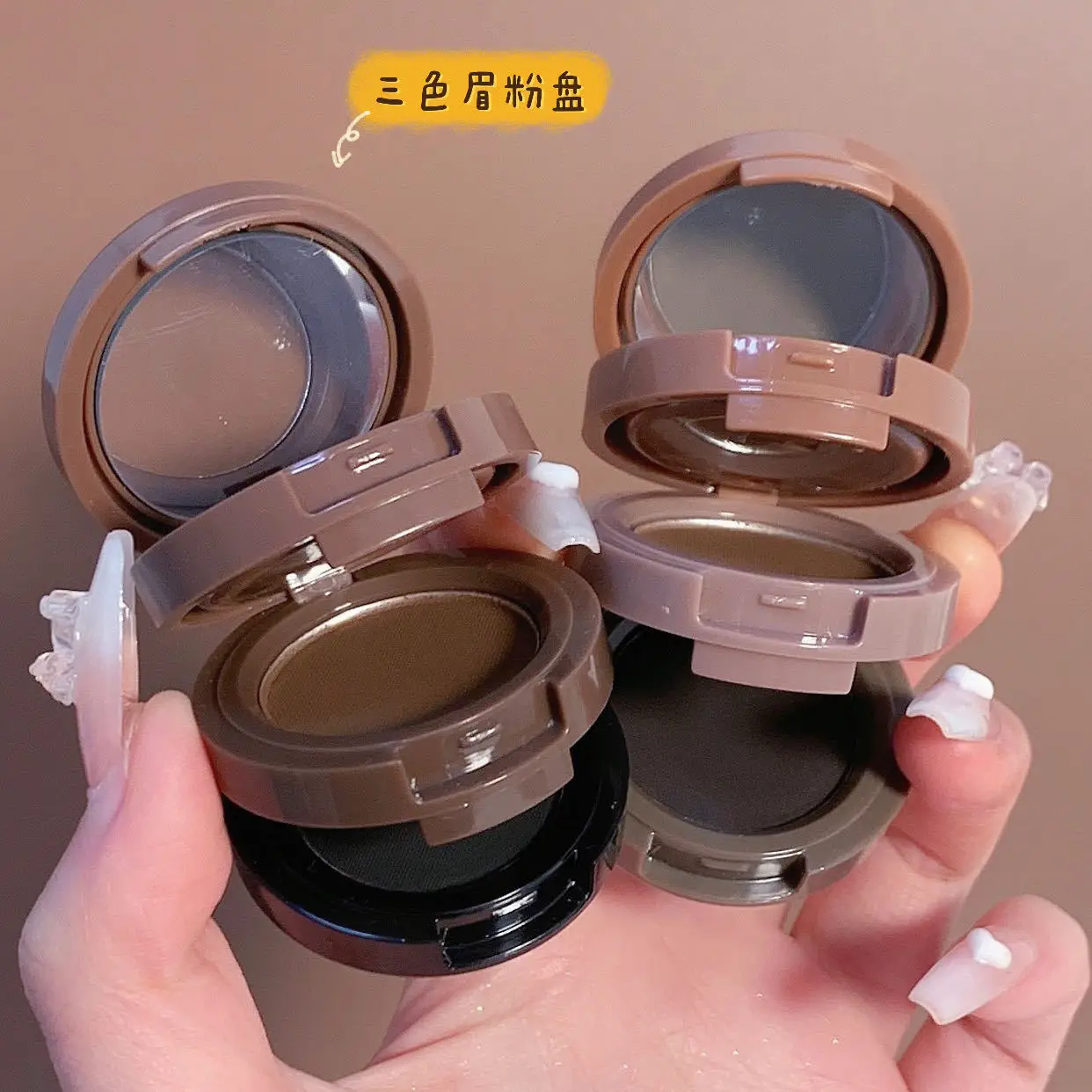 New high-gloss blush pearl with flash brighten lying silkworm natural eyebrow powder eye shadow box cross-border makeup