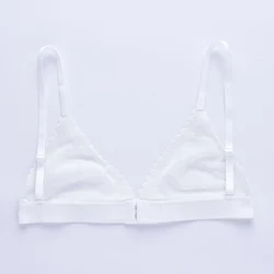 Super Light laser Cut Scallop Women Bralette Floral Corad Mesh Fusion Lace Bra