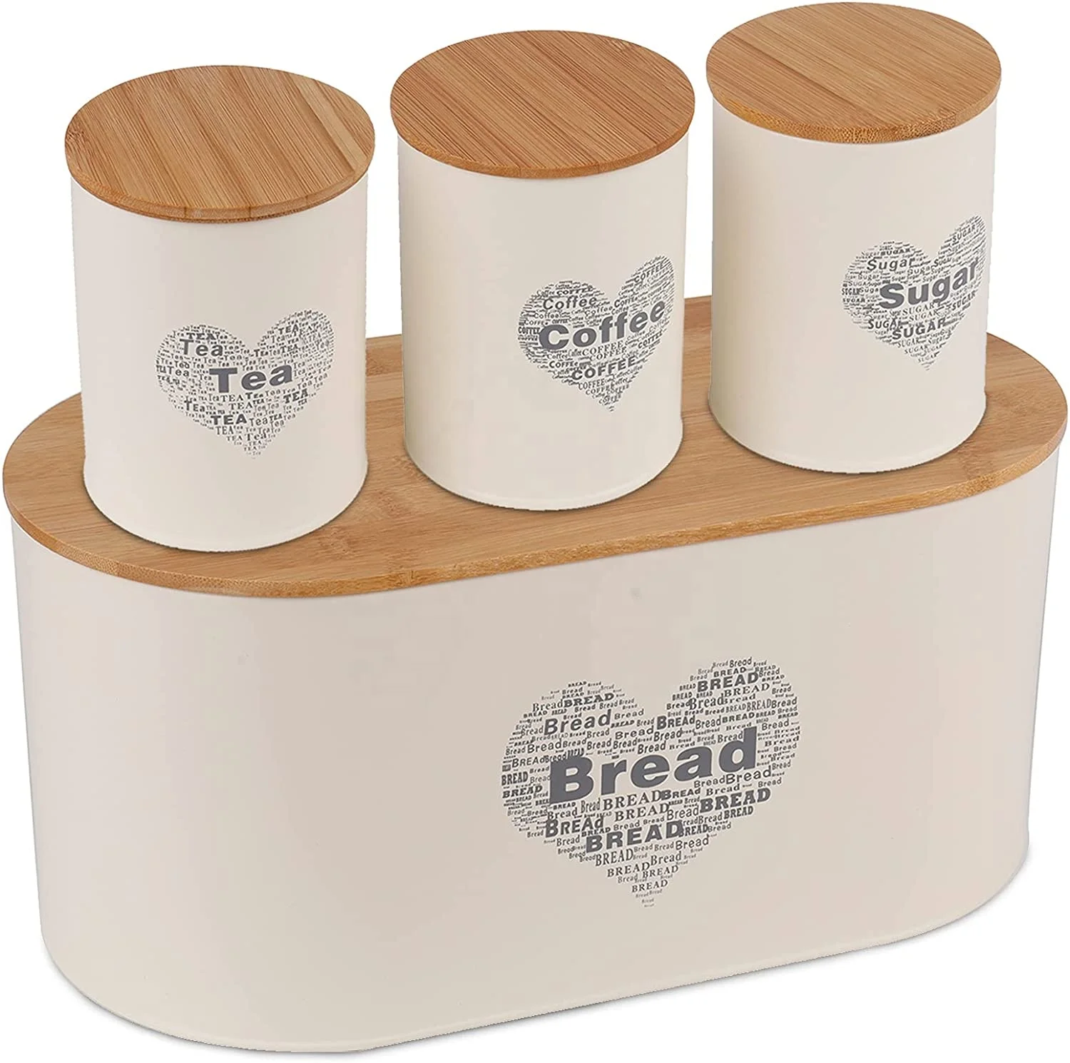 Большая металлическая коробка для хлеба с канистрой сахара кофе чая набор кухонной столешницы