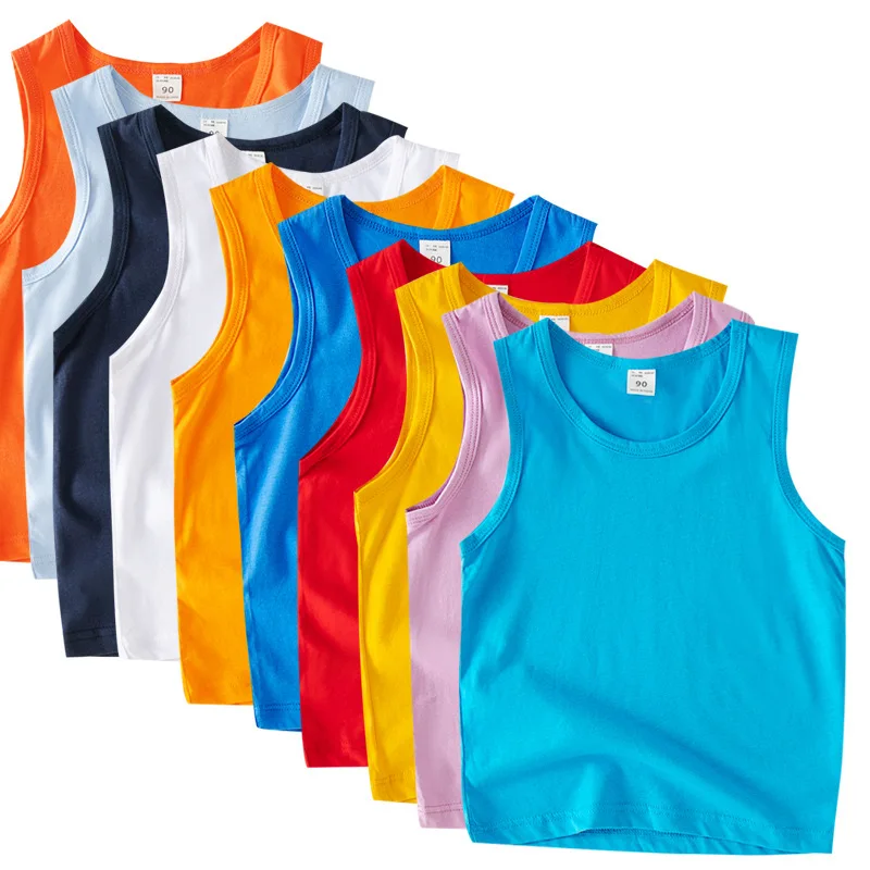 Summer Kids Clothes Cotton Cartoon Print Boy Vest Children Sleeveless T shirt Kids Tank Tops