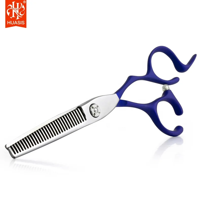 China wholesale 6-inch blue stainless steel sword type double-sided hairdressing scissors