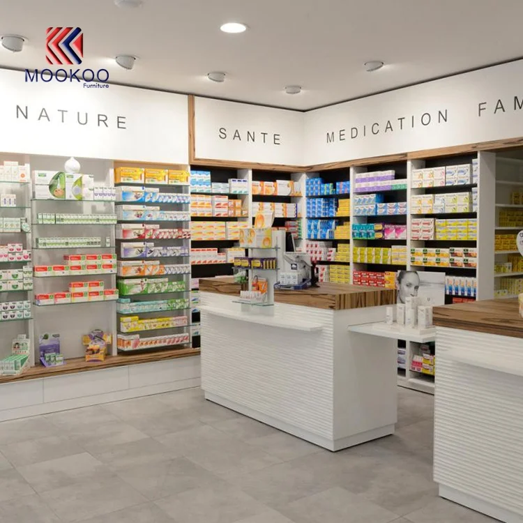 Retail Pharmacy Shop Interior Design Modern Customized Drug Store Display Furniture