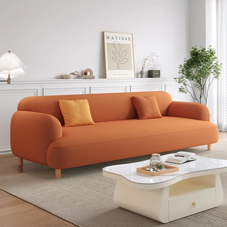 Cream style Nordic 3 seat Design Sofa Simple Living Room Teddy Fabric Leisure Sofa Couch Apartment Mini sofa furniture