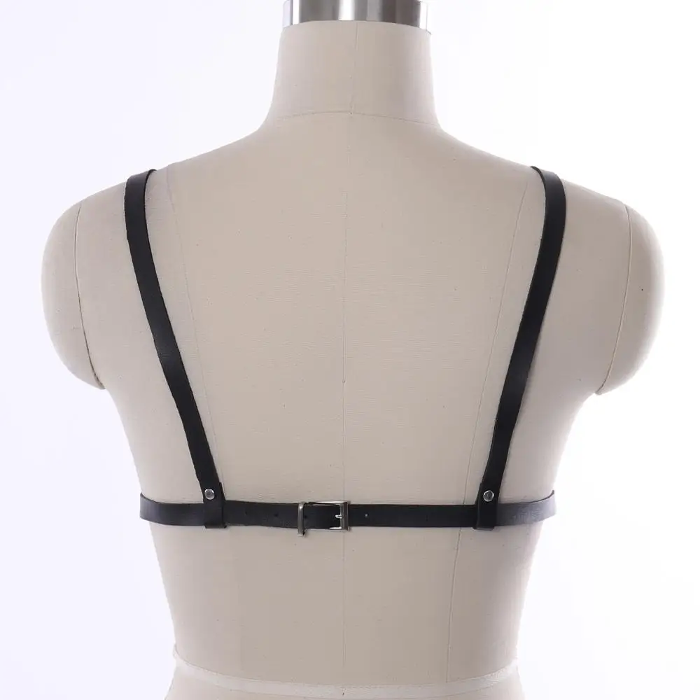 Lingerie Women Leather Sexy Adjustable Black Cage Bra Top body Harness  womens bra for club bondage halloween costumes