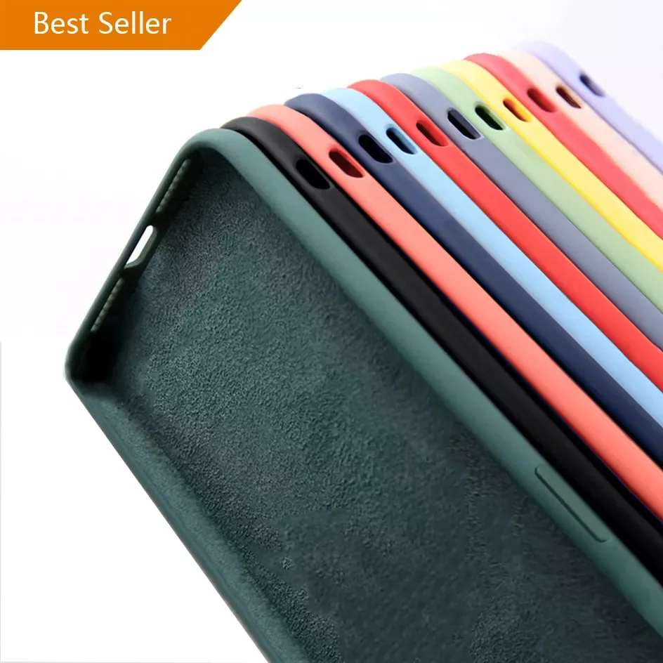Luxury Original Square Liquid Silicone Phone Case For iPhone 12 13 14 Pro Max Thin Soft Candy Cover