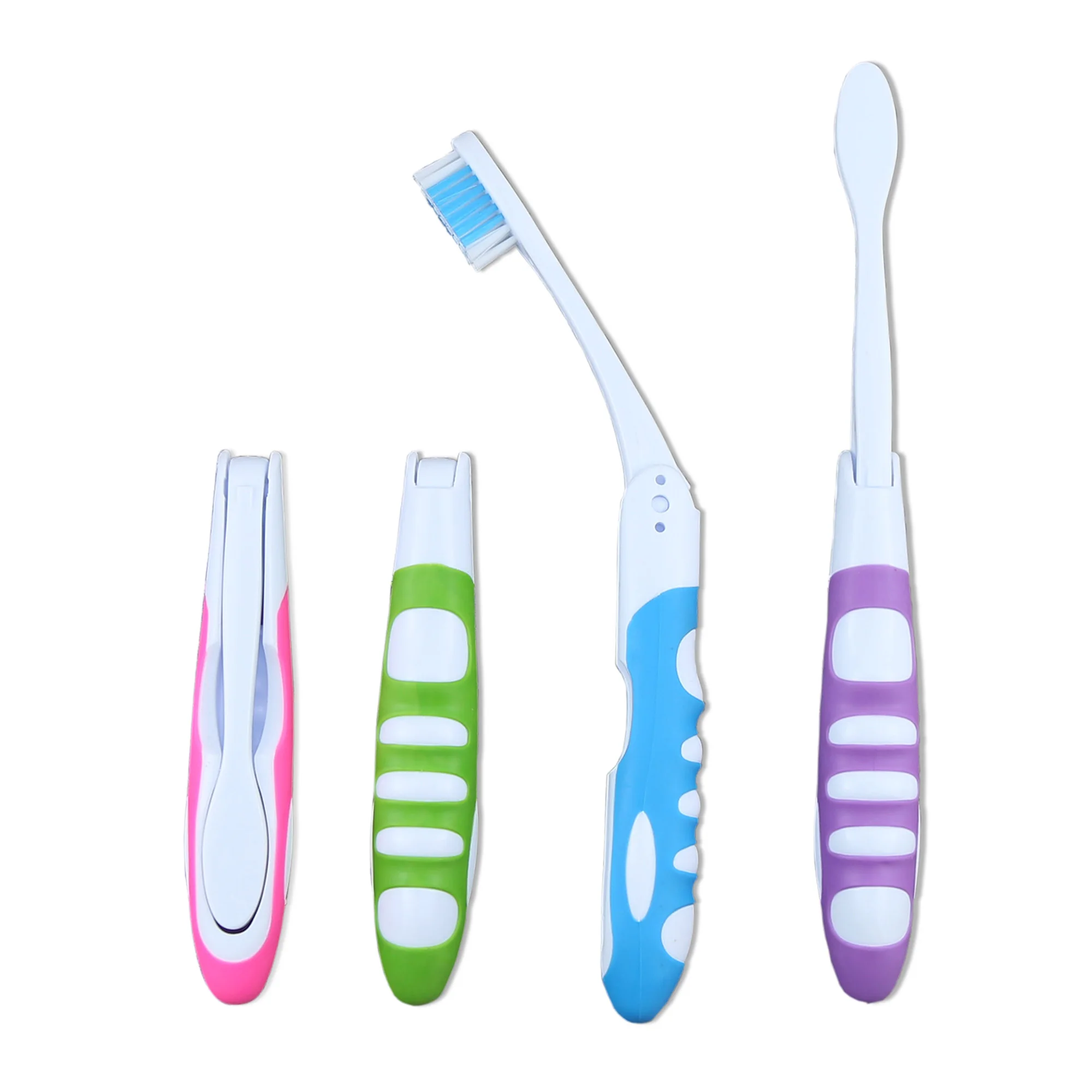 Portable Folding Travel Toothbrush for adult with Nylon 610 medium soft bristles 2pack BPA free for wholesale