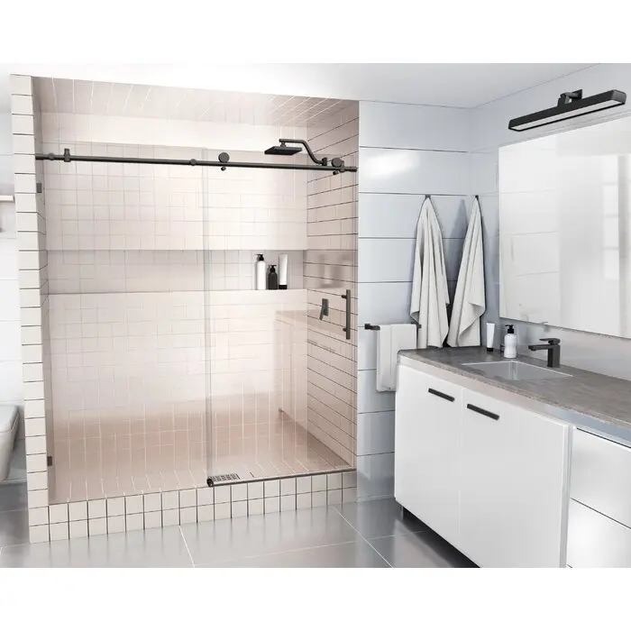 Premium Shower Slide System for Smooth Glass Door Operation - Adjustable Stainless Steel Track with Easy Glide Rollers