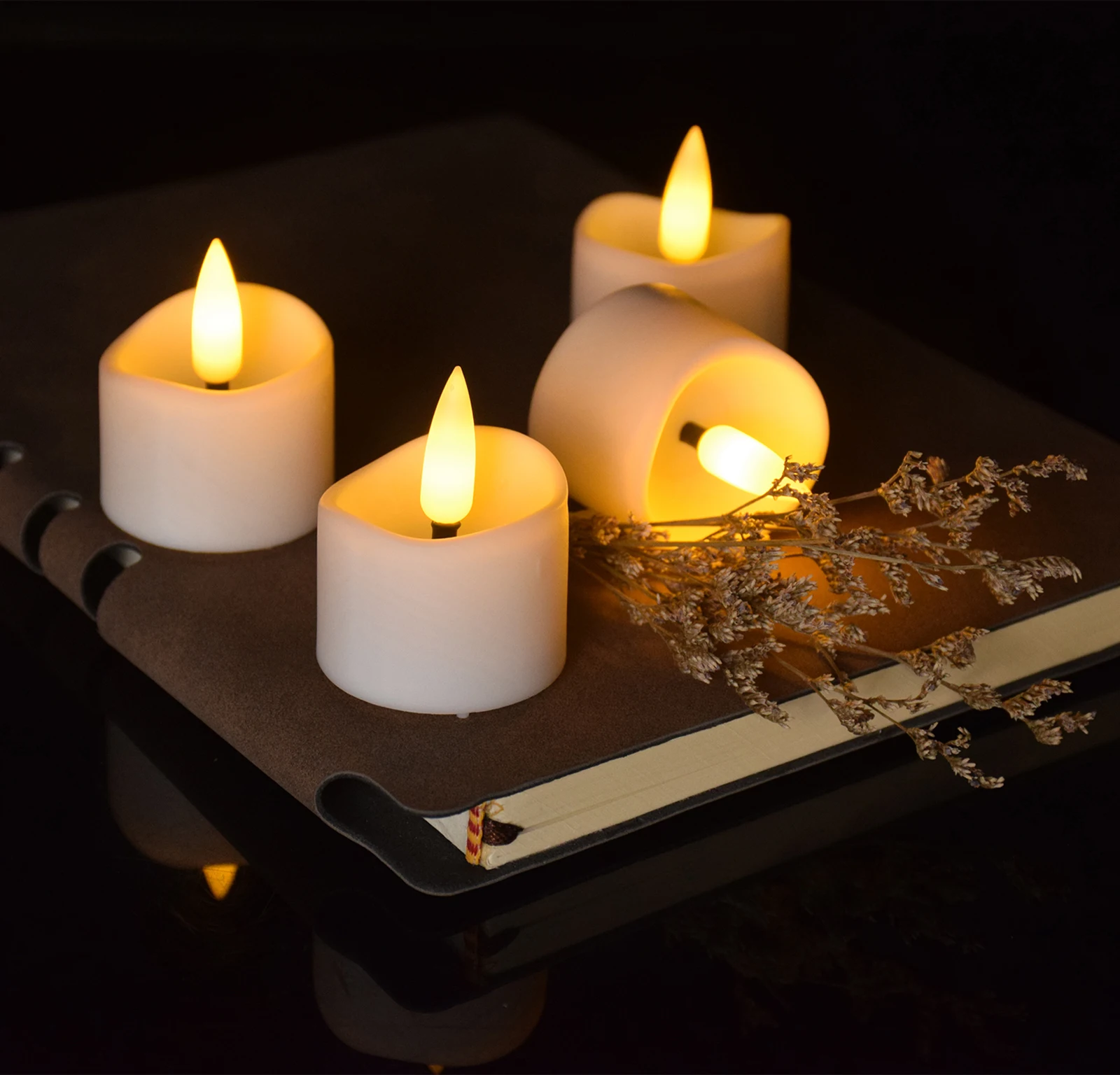 New Arrival Romantic Black Candle Wick Tea Lights Warm White Flameless LED Candle Light For Wedding Home Celebration Decoration