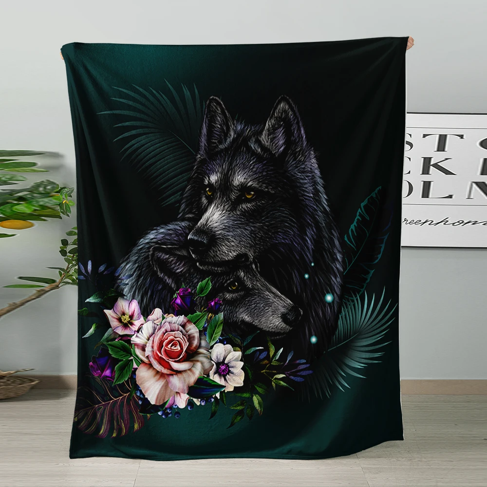 Bohemian moon wolf  custom blanket china factory super soft polyester blanket