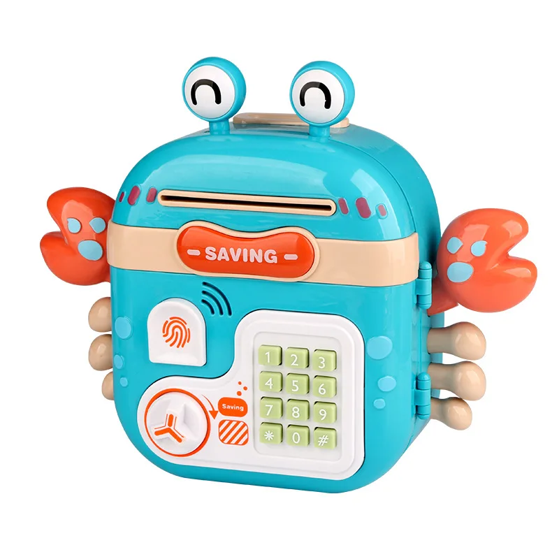 Crab Children Saving Box Fingerprint Piggy Bank Pretend Play Fingerprint Unlock