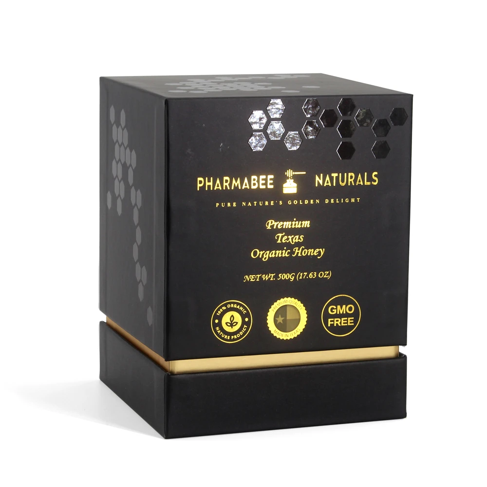 Custom logo printing luxury rigid cardboard honey bottle honey jar gift box packaging for honey