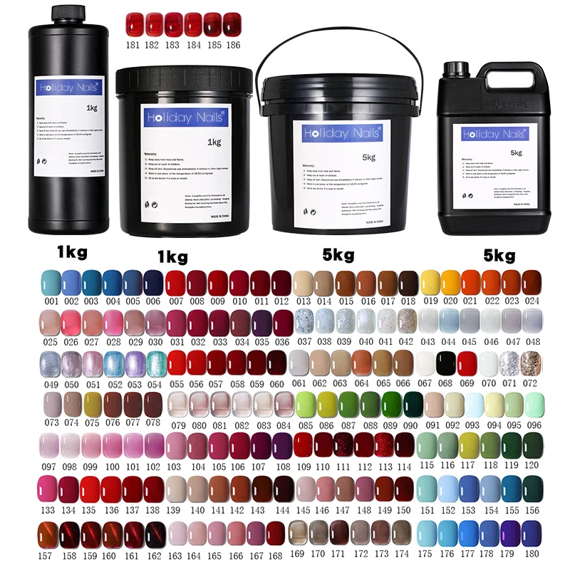 186 colors 1 kg wholesale supplier custom logo private label Oem colors soak off nails UV nail polish gel in stock