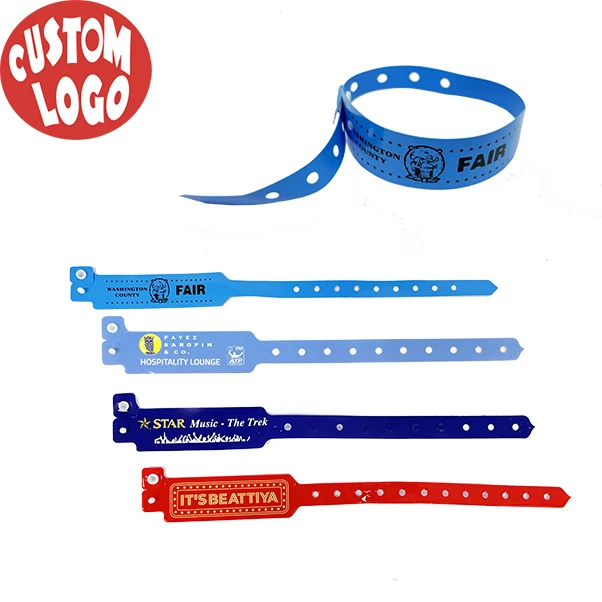 Custom Logo Wrist Band festival event medical waterproof tag Bracelet ID Paper Disposable One-off Vinyl Plastic PVC Wristband