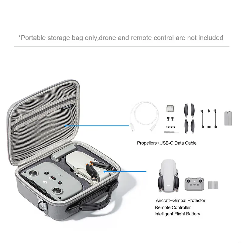 STARTRC Portable Carrying Case for DJI Mini 2 Drone RC-N1 Remote Controller and Extra Batteries Storage Bag drone Accessories