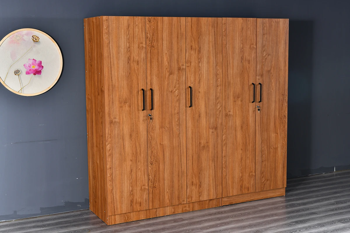 Factory Wholesale Cheap Price Large Storage Bedroom Closet Wooden Grain Transfer Cabinet for Clothes