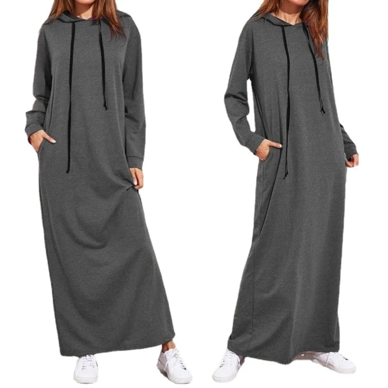 Factory Custom Long hoodie knitted cotton hoodie dress for women sexy dresses