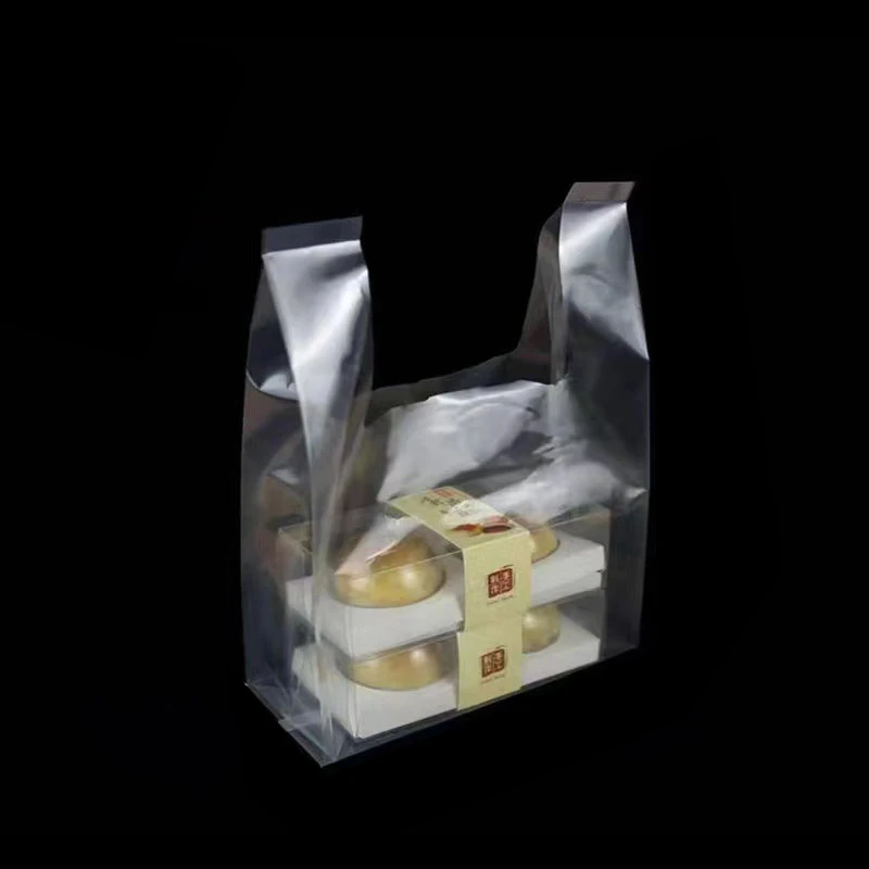 Reusable Transparent T-Shirt Shopping Bags HDPE/LDPE Takeout Food Packaging Thank You Bags Custom Vest Plastic Bags With Logos