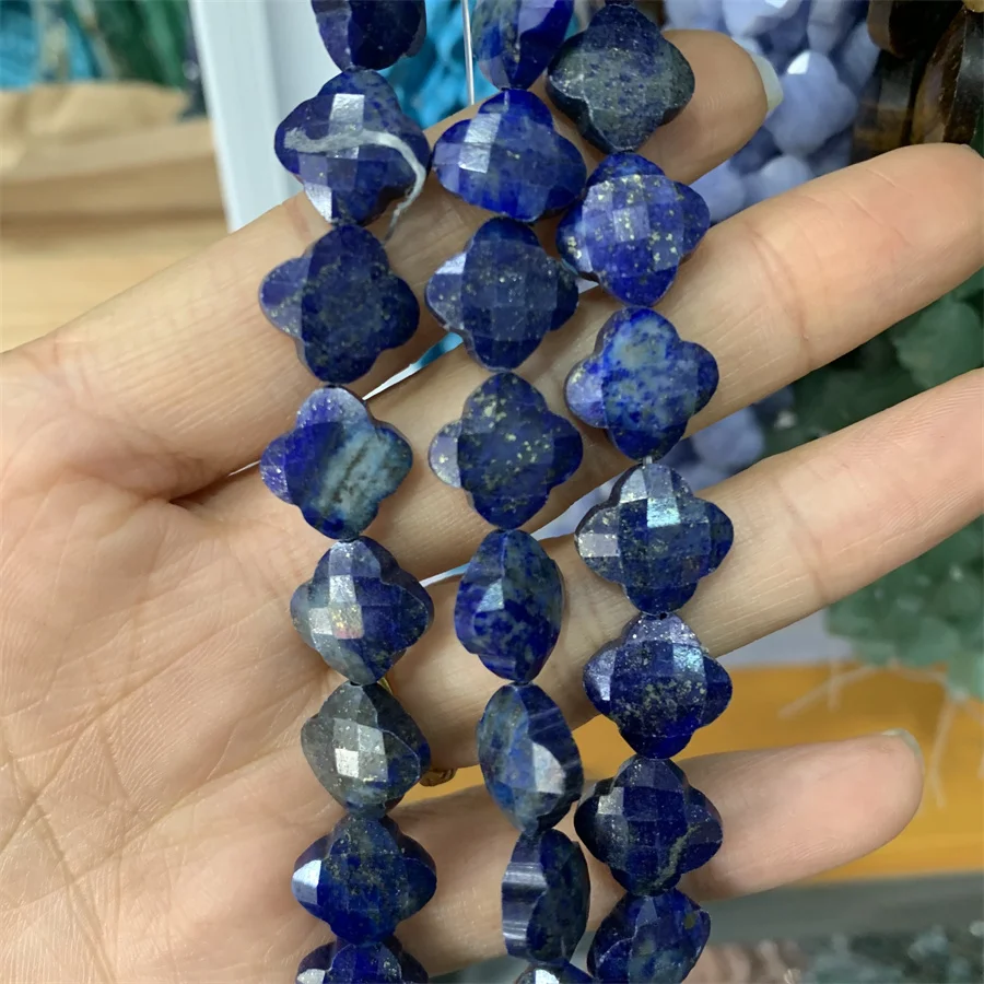 Wholesale 12*12mm faceted natural gem flower four leaf clove beads Gemstone Natural Stone Beads For Jewellery Making