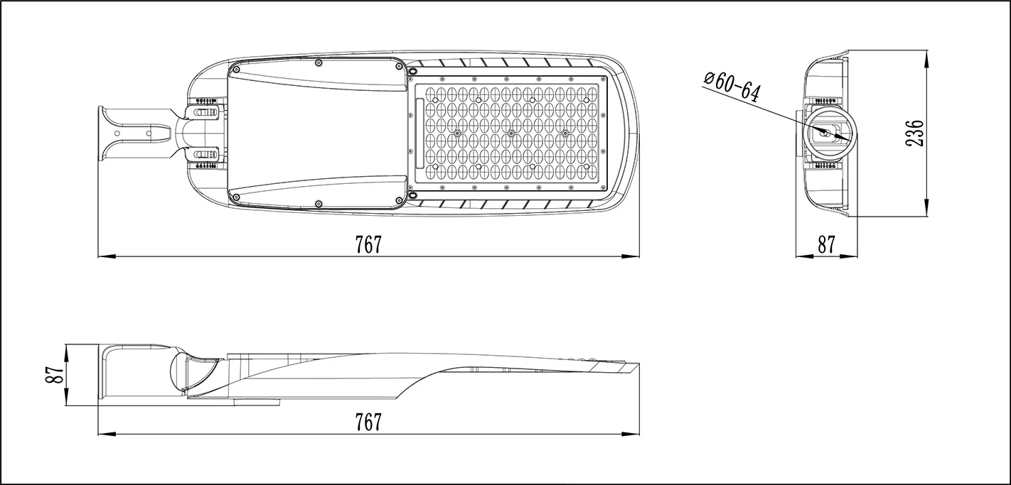 JYL06M 10KV SPD 4000k 160lm/w Led Street Light with Zhaga Socket Inventronics Class II Dali D4i Driver