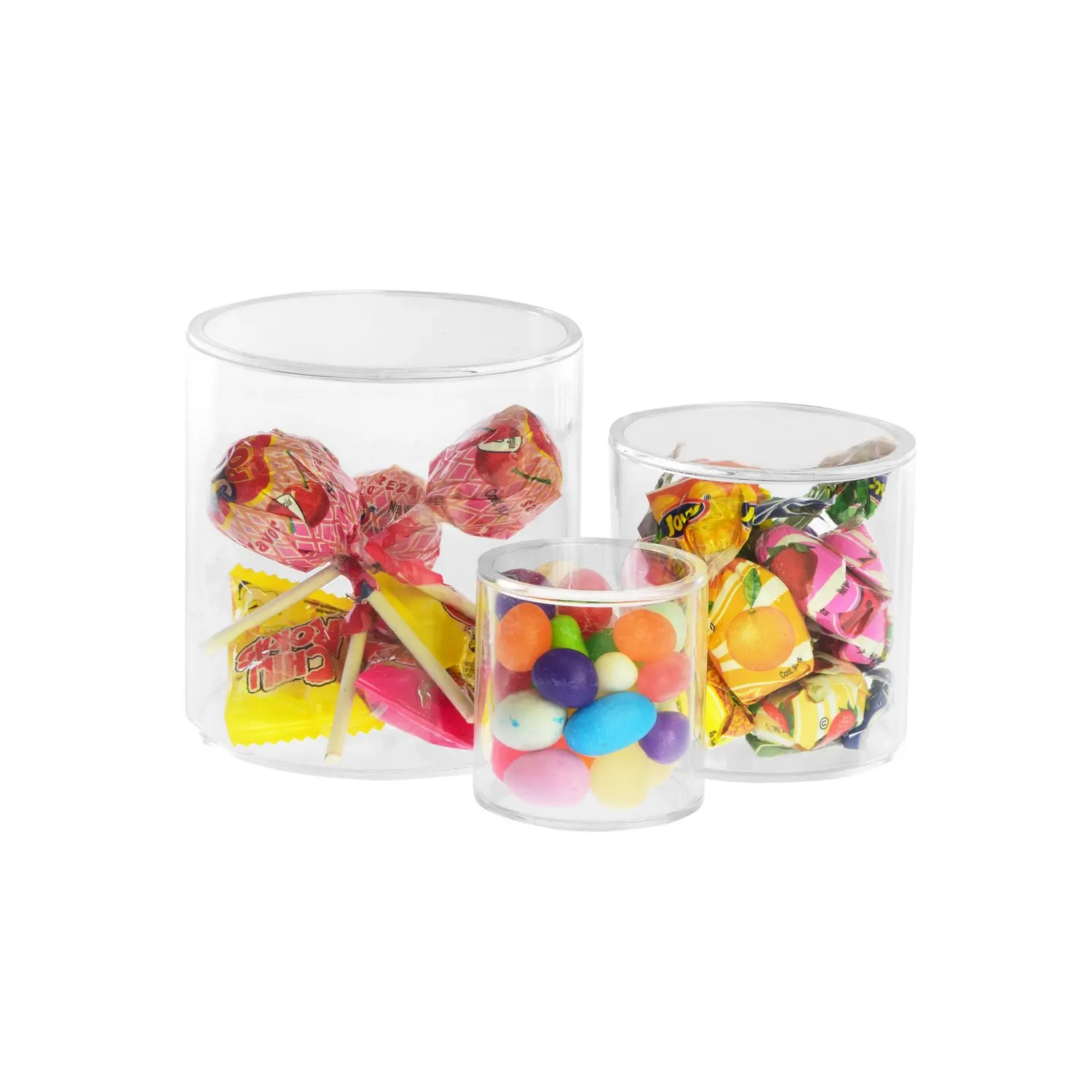 Countertop cylinder riser 3 size stackable round lollipop display bins case acrylic candy display rack