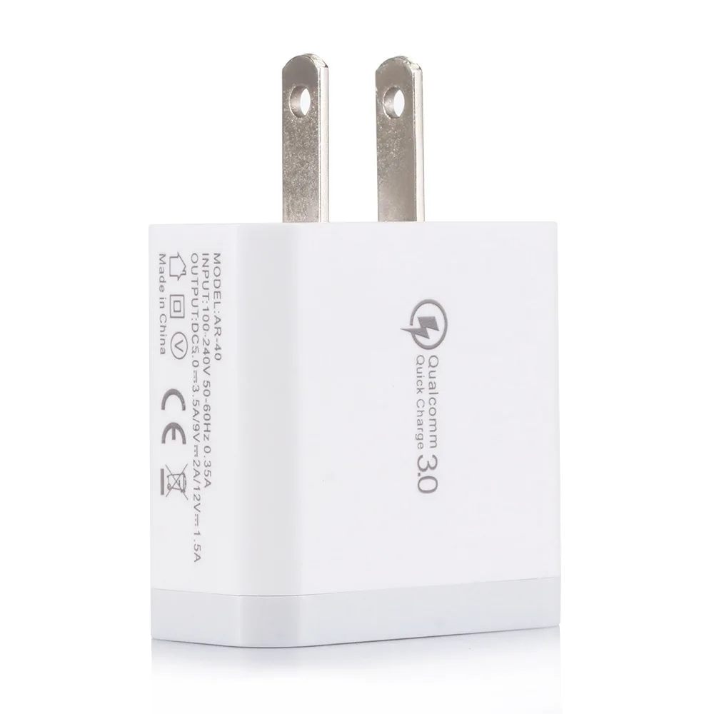 US EU Standard QC3.0 Android IOS 5V 9V 12V Mobile Phone Single Quick Charger