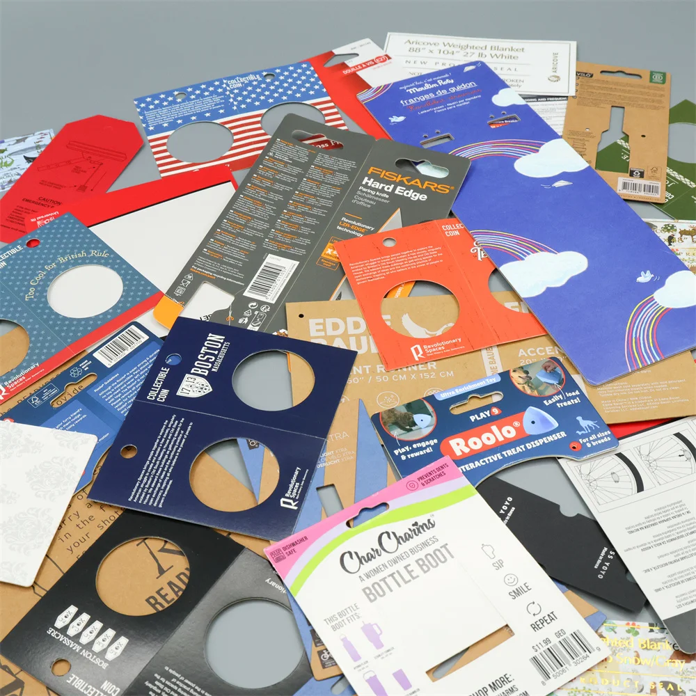 Wholesale Custom Slide Blister Insert Paper Card Packaging Full-Color Double-Sided Printing Backing Thick Card With Hanging Hole