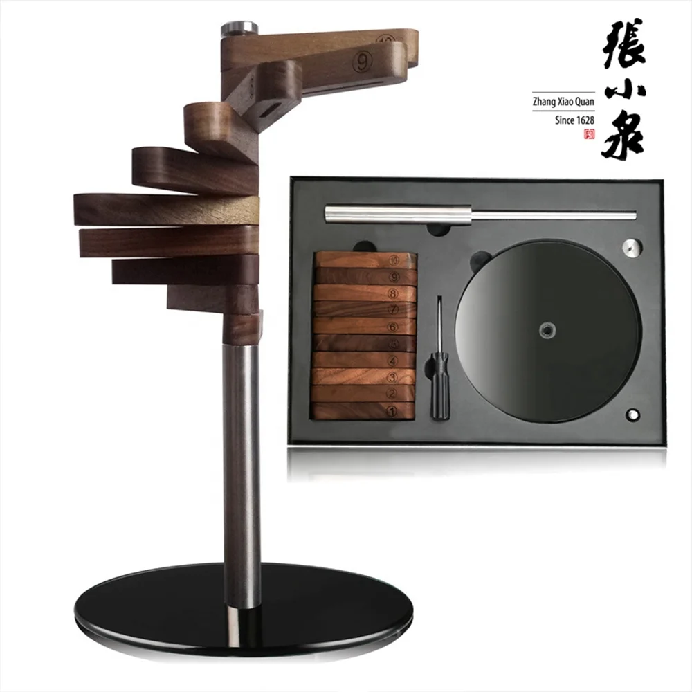 2023 Unique Design wooden Slot Knife Holder for Kitchen Counter Rotating Universal Knife Block stainless steel knife holder