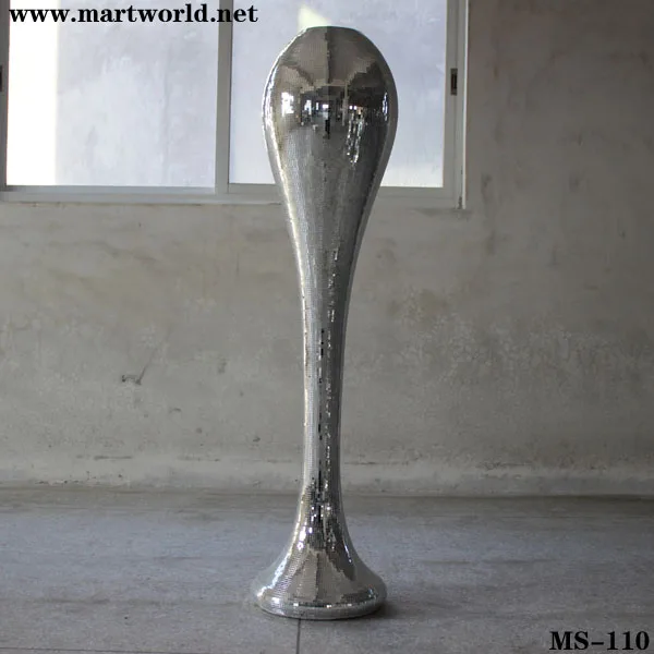 fiber glass vase sliver mirror vase centerpiece wholesale  floor vases  wedding party  hall decoration(MS-110)