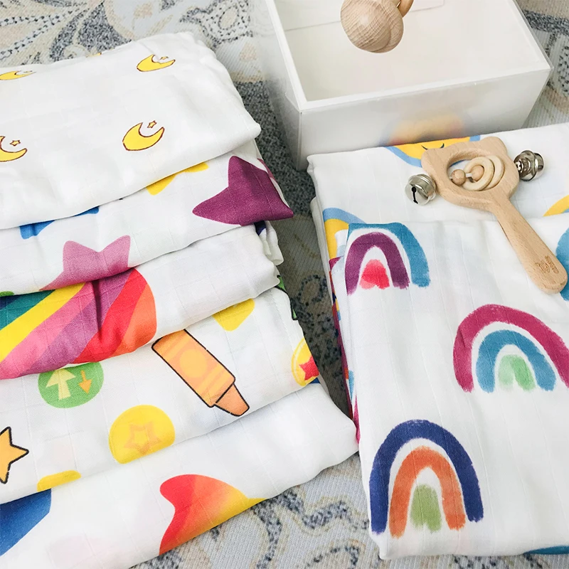 120x120cm Bamboo Cotton Supplier Swaddle Sleeping Bag Blankets Infant Quilt Newborn Baby Blanket