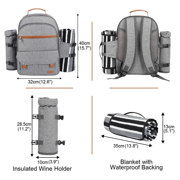 Outdoors waterproof 600d polyester travel bag picnic backpack for 4 organizer family aluminium foil insulated cooler backpack